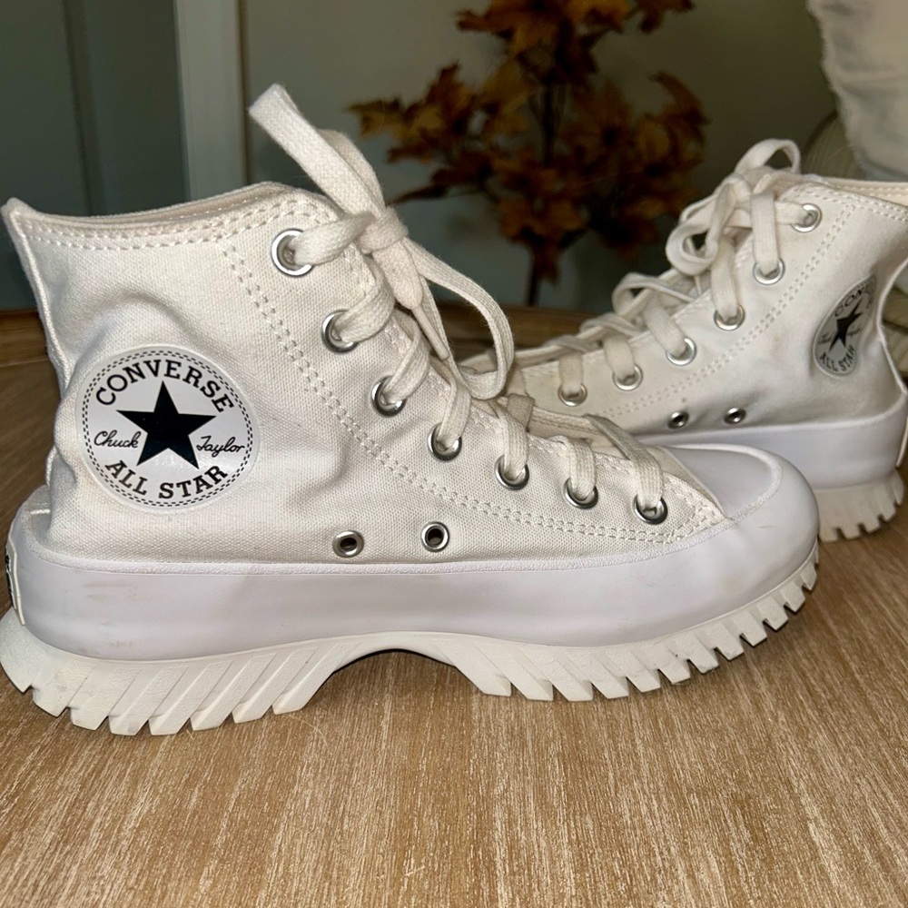 Converse Women's White Platform High-Tops - Picture 2 of 5